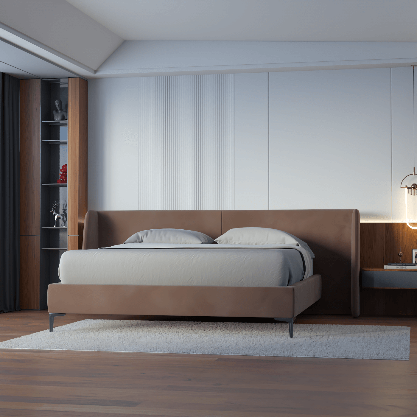 Abbey Upholstered Bed with Structured Headboard and Refined Lines