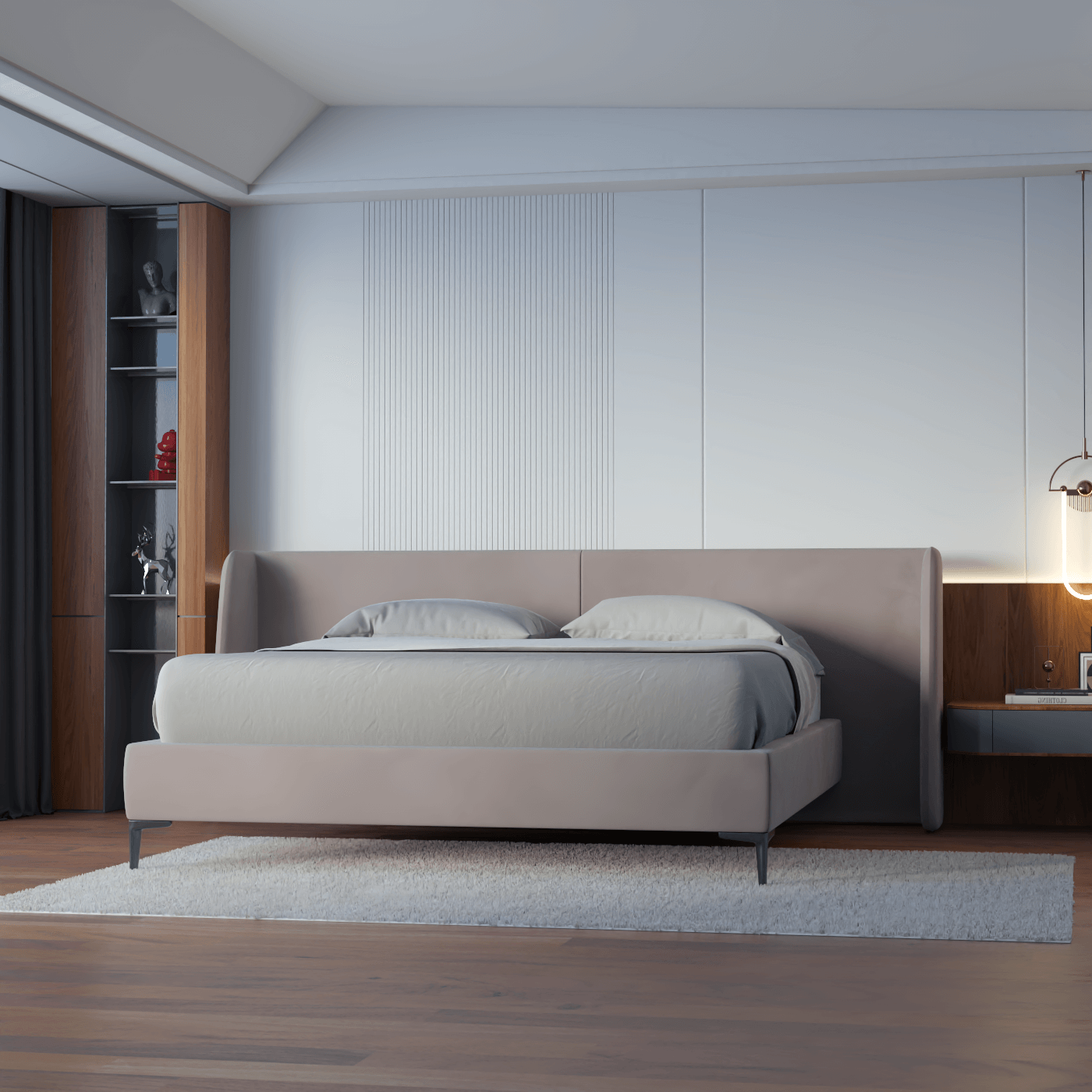 Abbey Upholstered Bed with Structured Headboard and Refined Lines