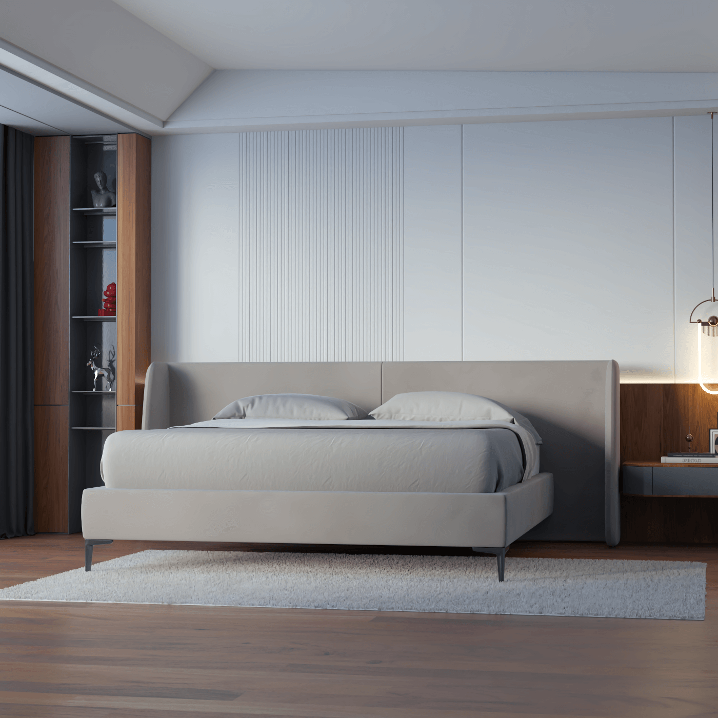 Abbey Upholstered Bed with Structured Headboard and Refined Lines