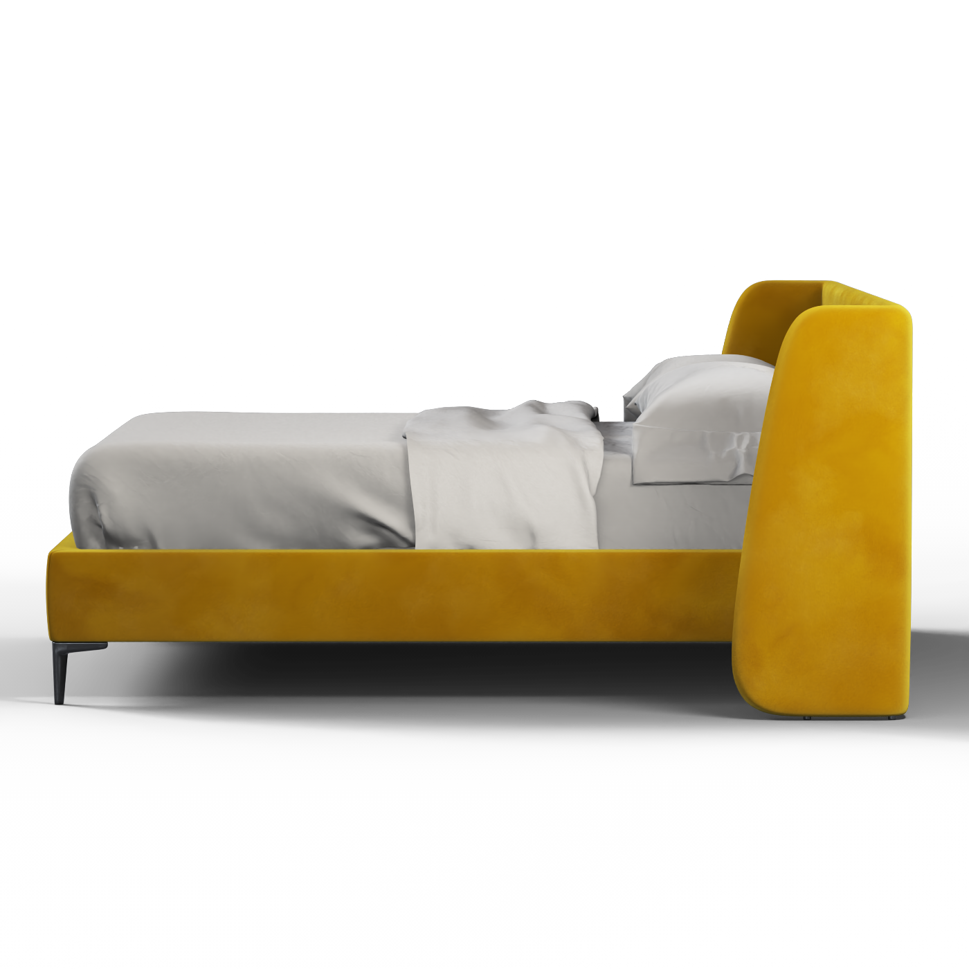 Abbey Upholstered Bed with Structured Headboard and Refined Lines