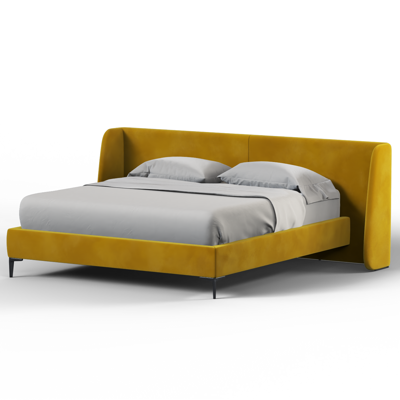 Abbey Upholstered Bed with Structured Headboard and Refined Lines