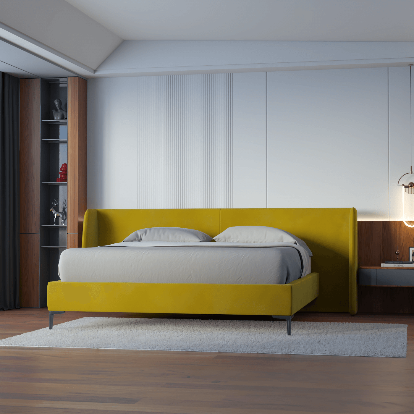 Abbey Upholstered Bed with Structured Headboard and Refined Lines