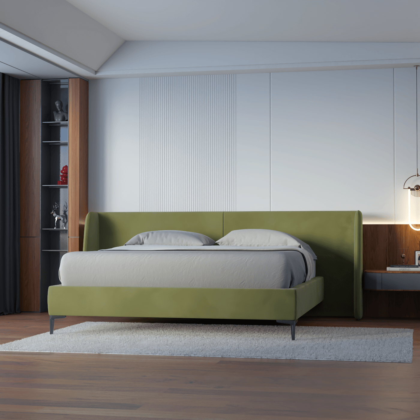 Abbey Upholstered Bed with Structured Headboard and Refined Lines