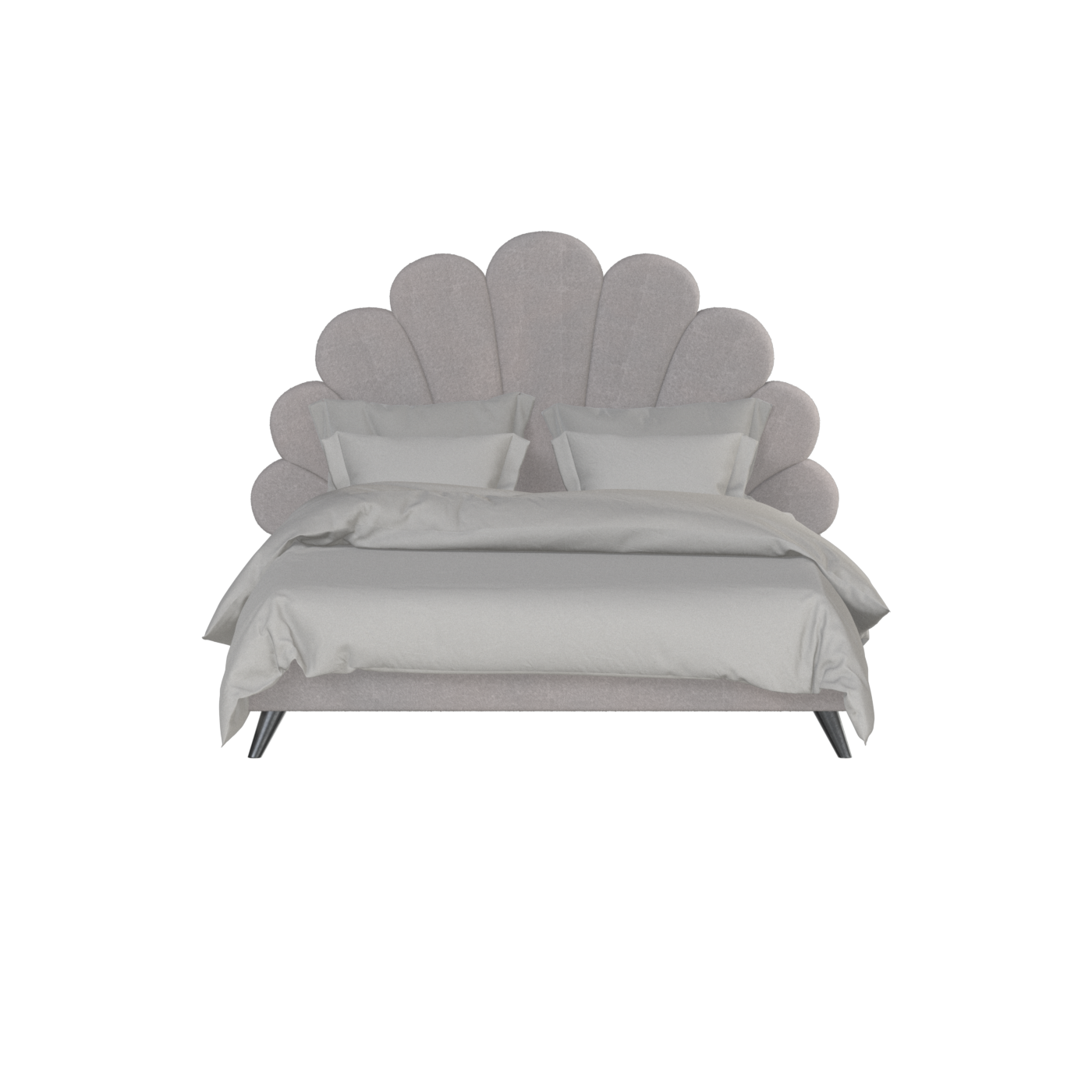 Evelina Curved Headboard Bed in Soft Upholstery