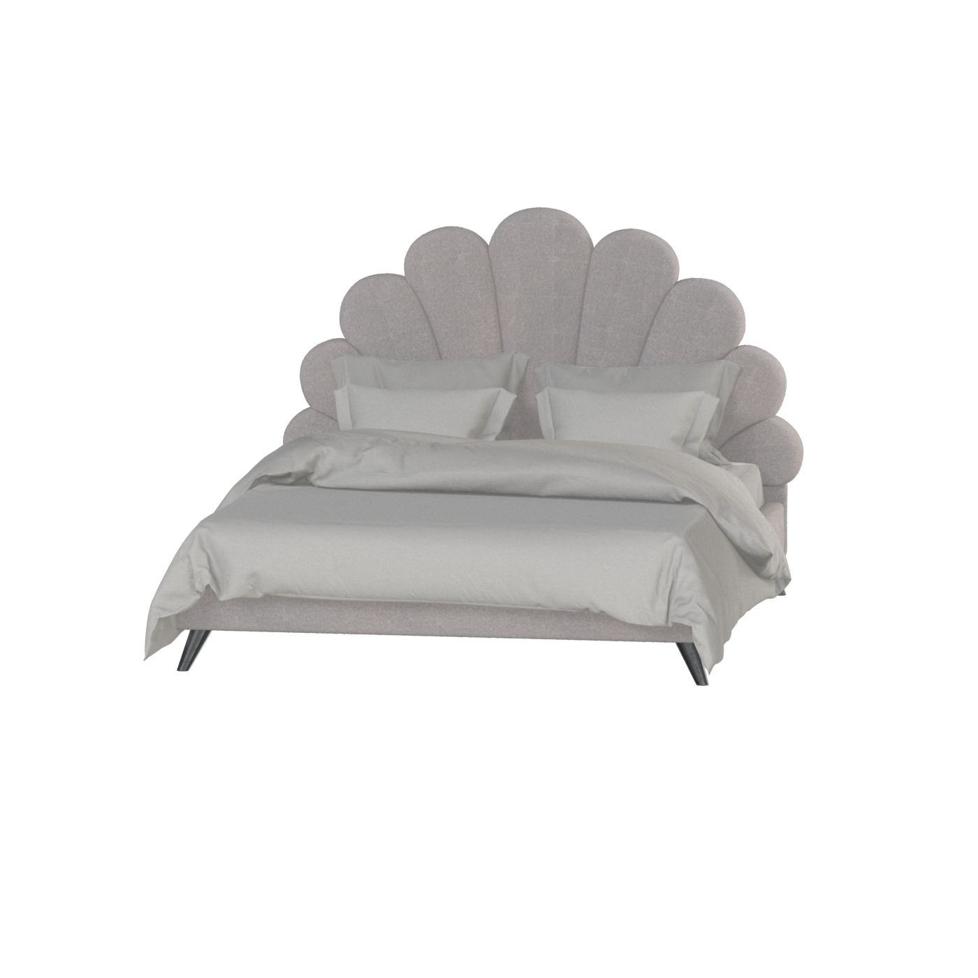 Evelina Curved Headboard Bed in Soft Upholstery