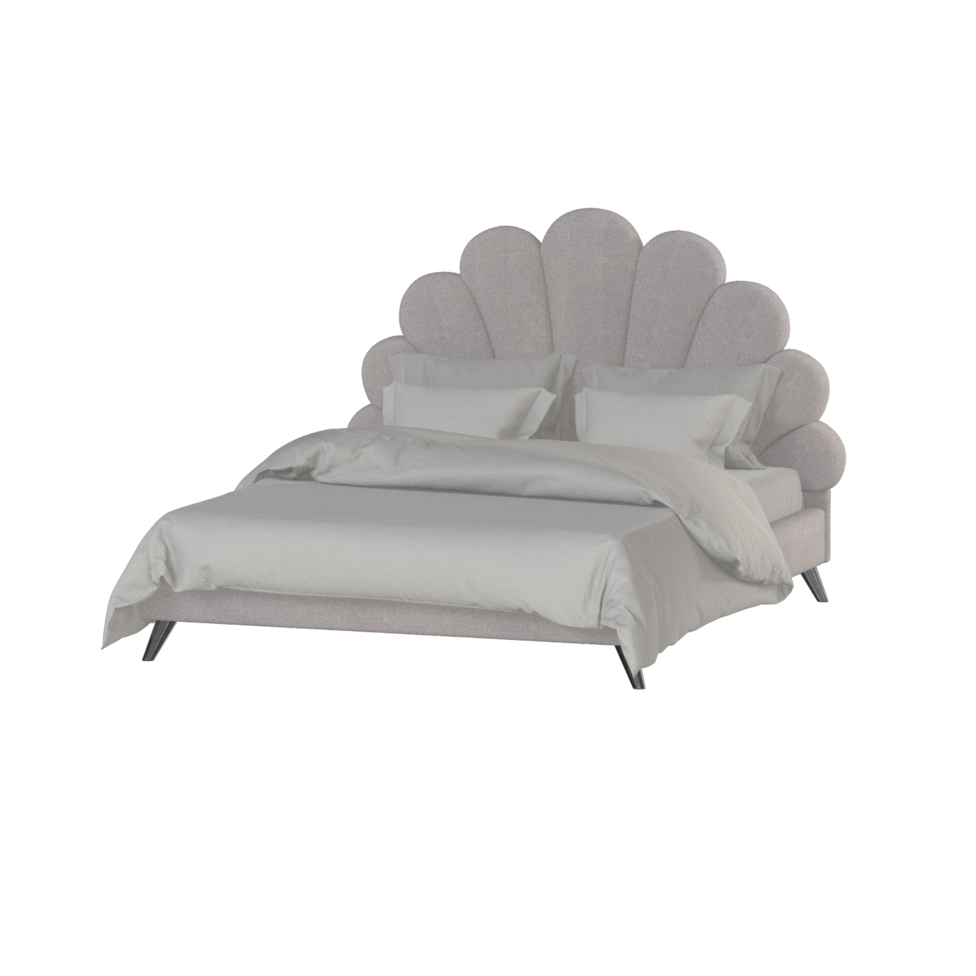 Evelina Curved Headboard Bed in Soft Upholstery