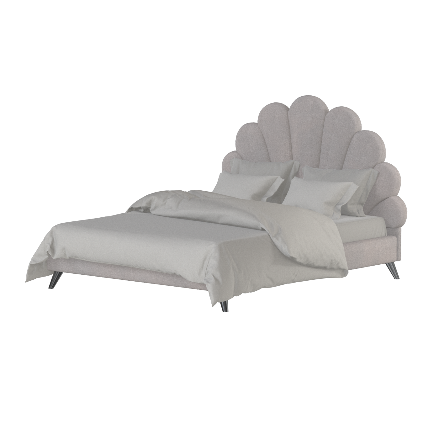 Evelina Curved Headboard Bed in Soft Upholstery