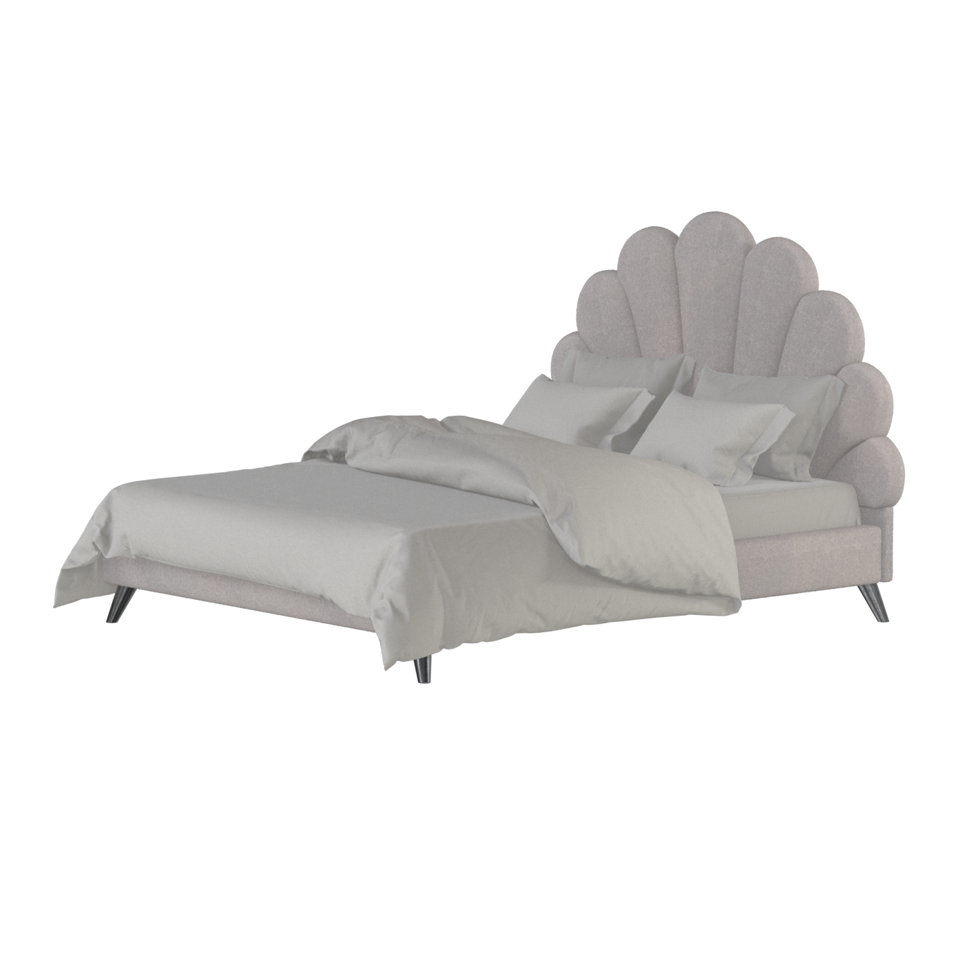 Evelina Curved Headboard Bed in Soft Upholstery