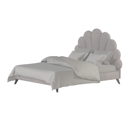 Evelina Curved Headboard Bed in Soft Upholstery