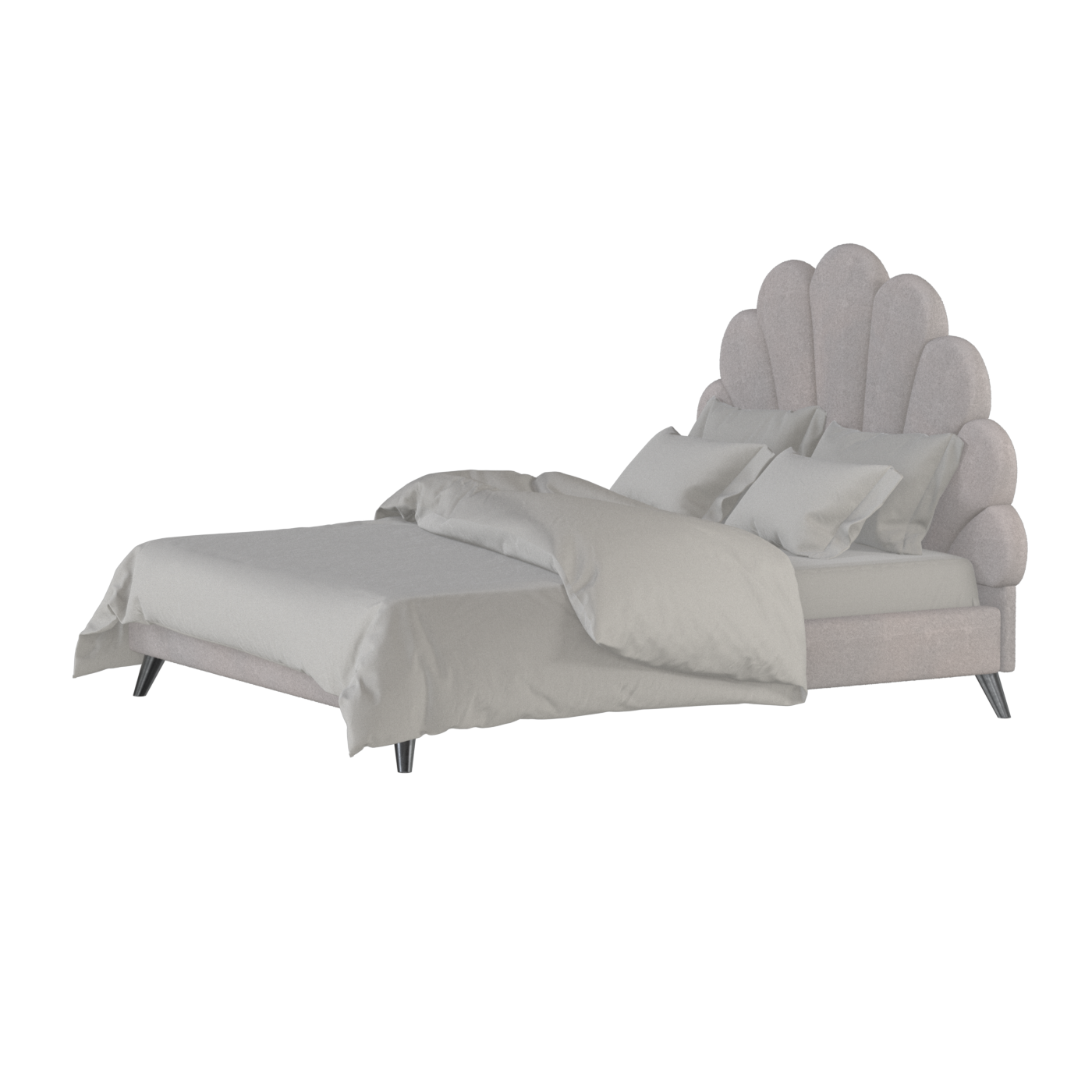 Evelina Curved Headboard Bed in Soft Upholstery