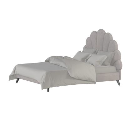 Evelina Curved Headboard Bed in Soft Upholstery