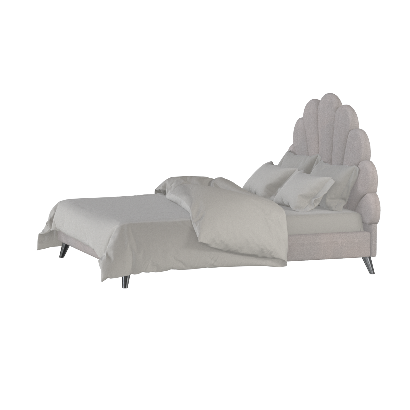 Evelina Curved Headboard Bed in Soft Upholstery