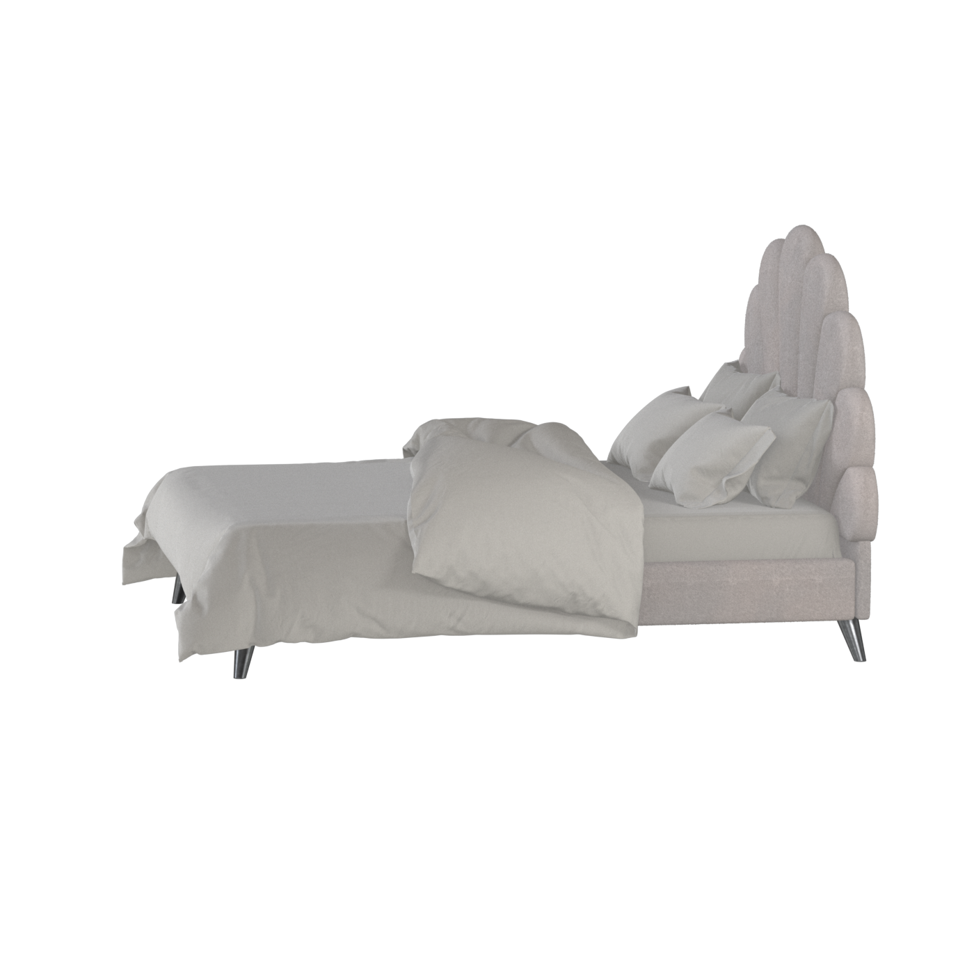 Evelina Curved Headboard Bed in Soft Upholstery