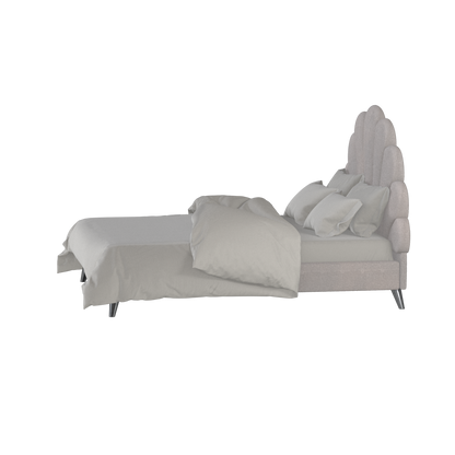 Evelina Curved Headboard Bed in Soft Upholstery