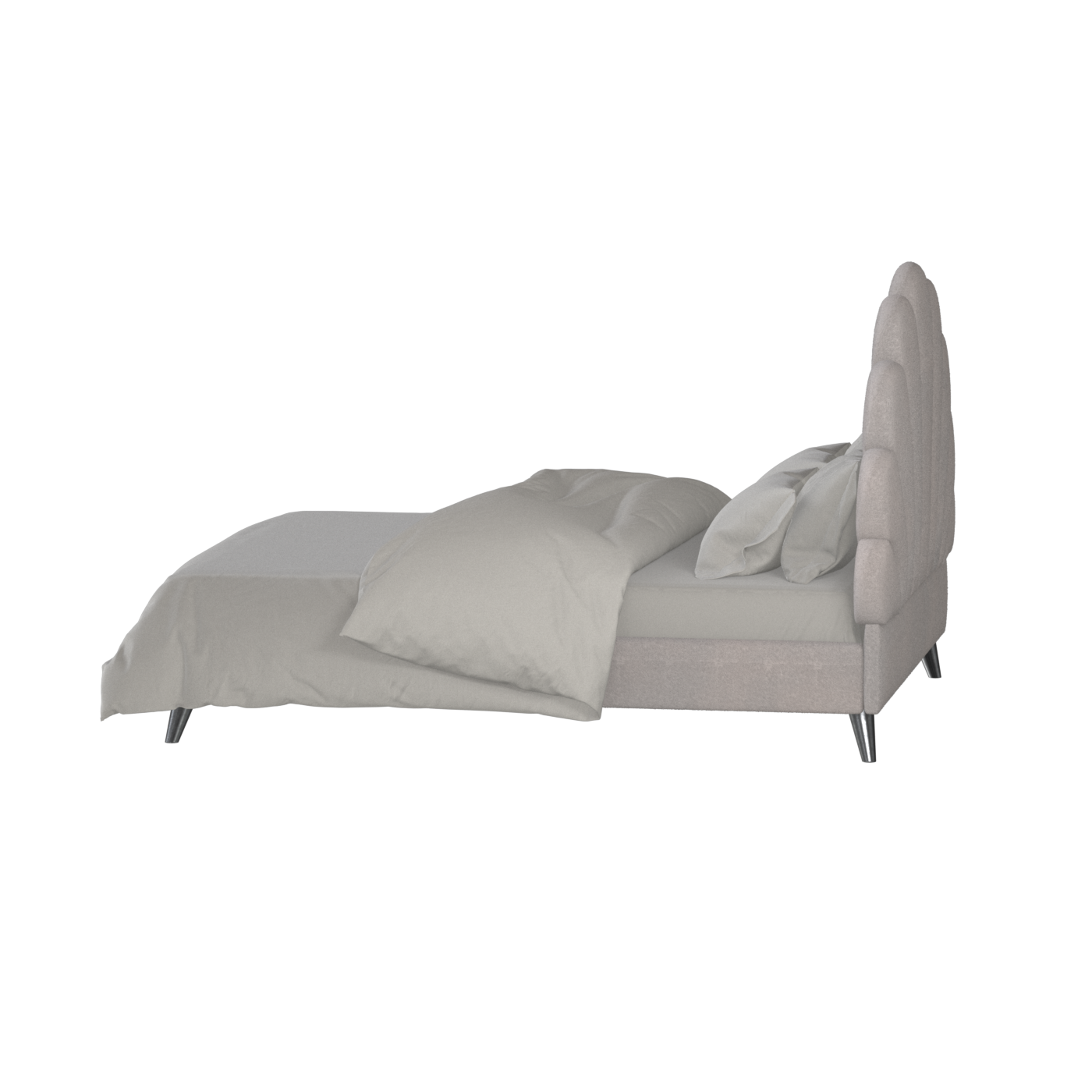 Evelina Curved Headboard Bed in Soft Upholstery