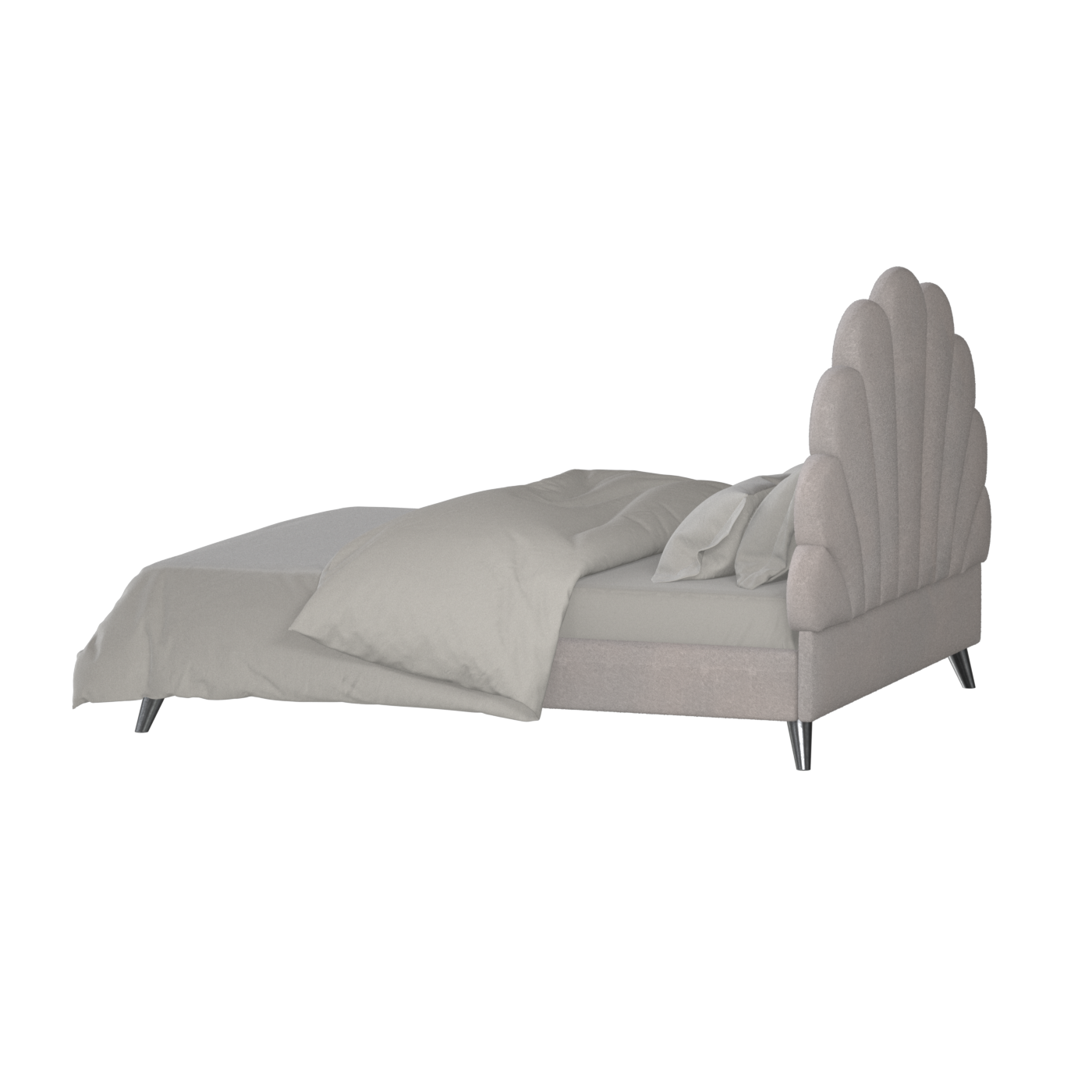 Evelina Curved Headboard Bed in Soft Upholstery