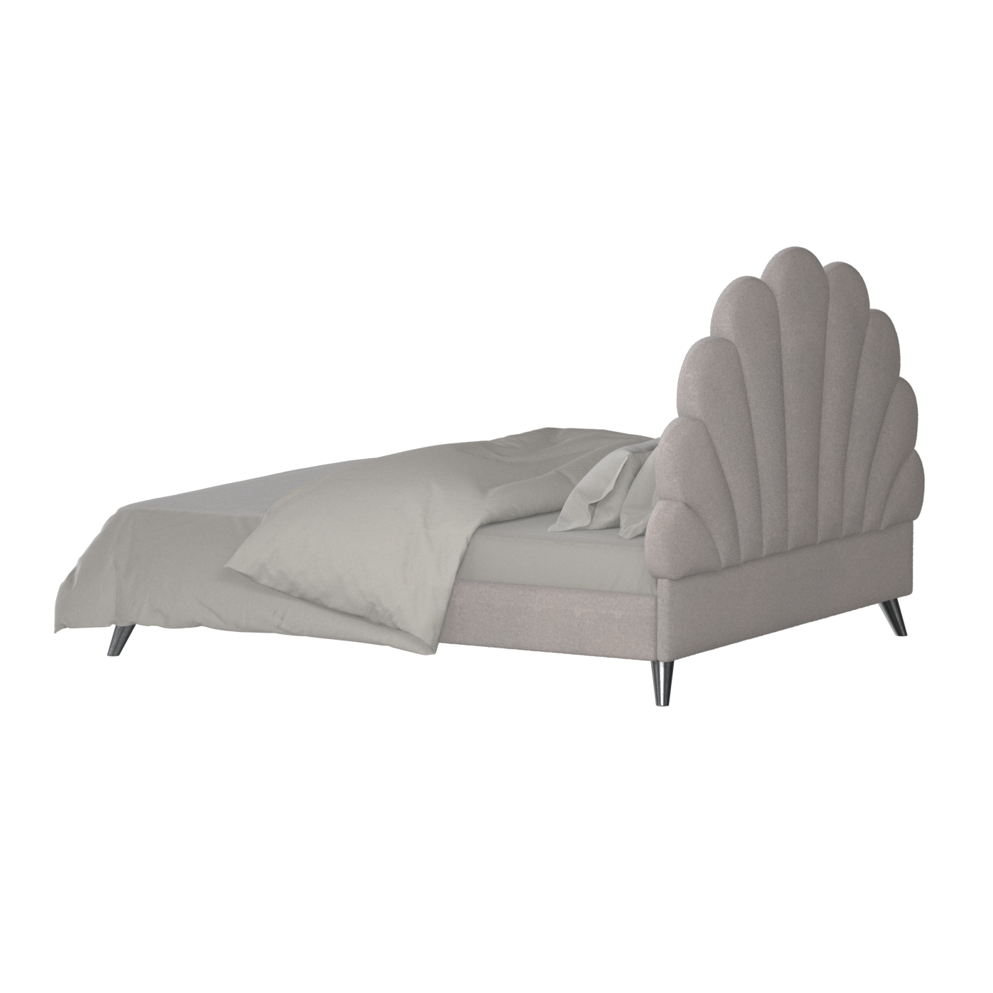 Evelina Curved Headboard Bed in Soft Upholstery