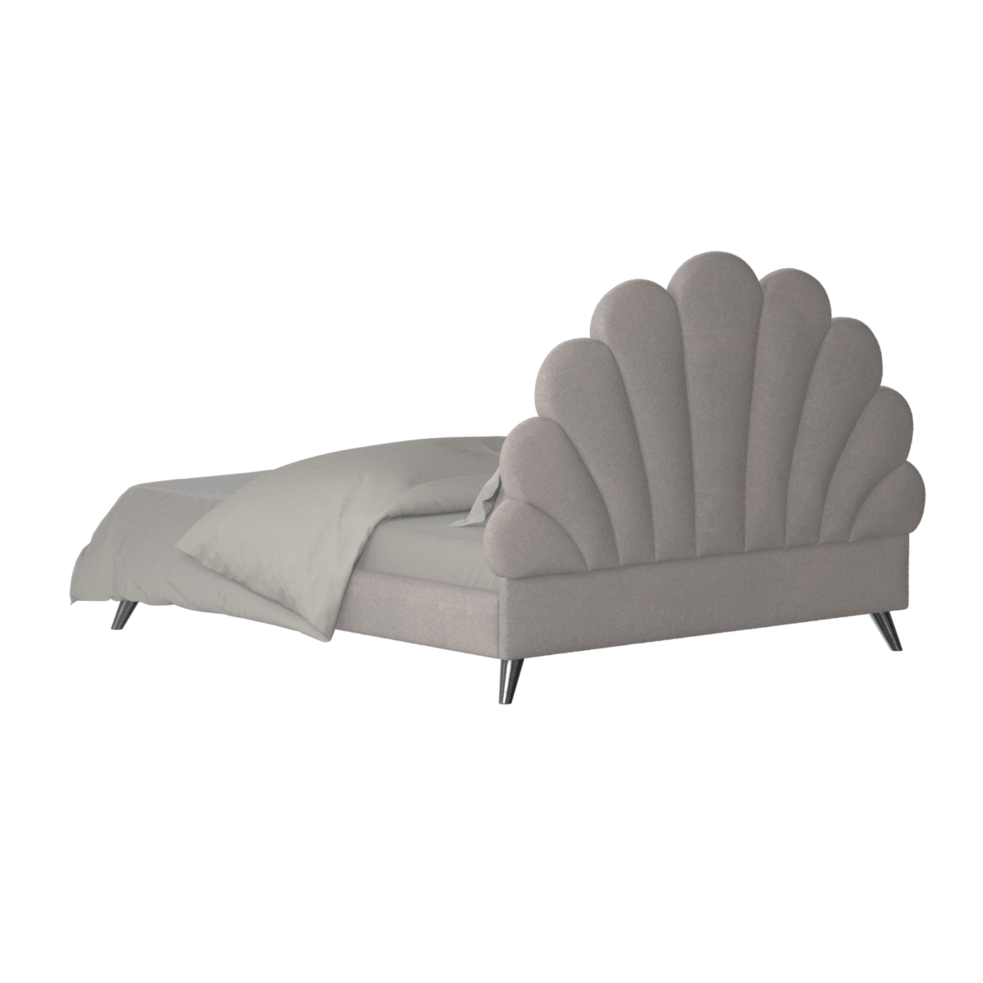 Evelina Curved Headboard Bed in Soft Upholstery