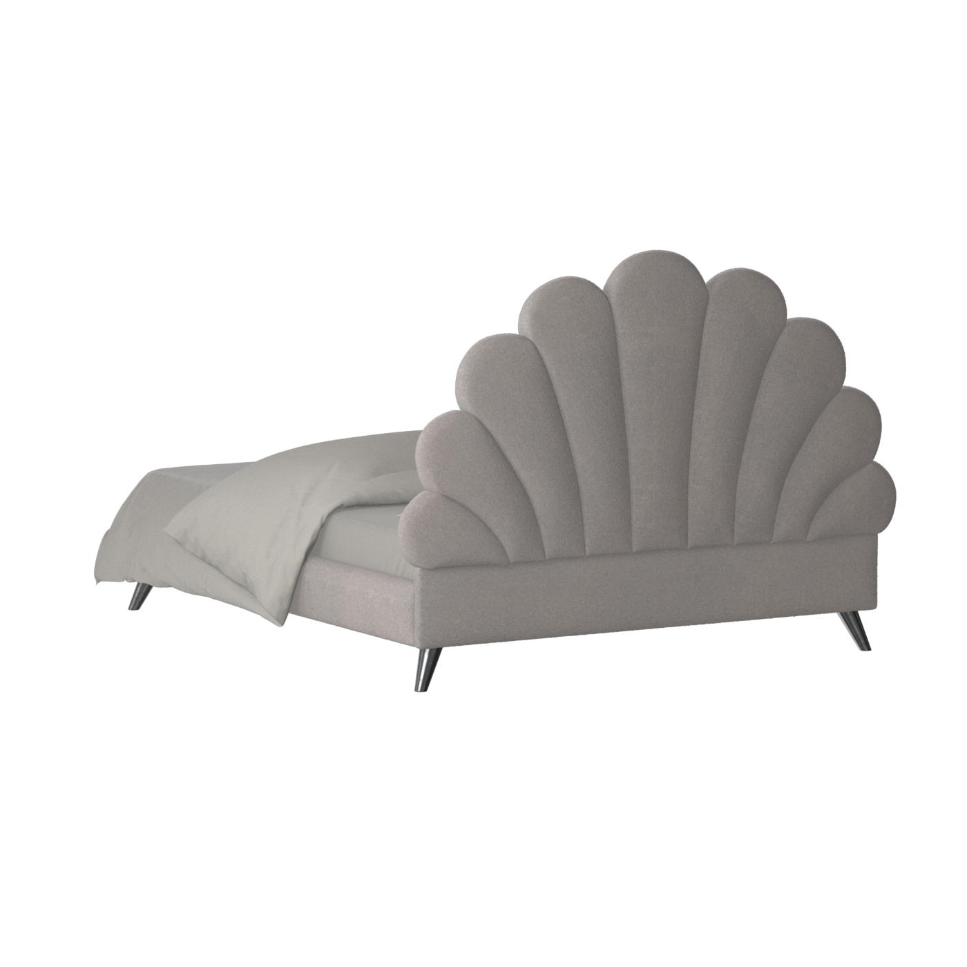 Evelina Curved Headboard Bed in Soft Upholstery