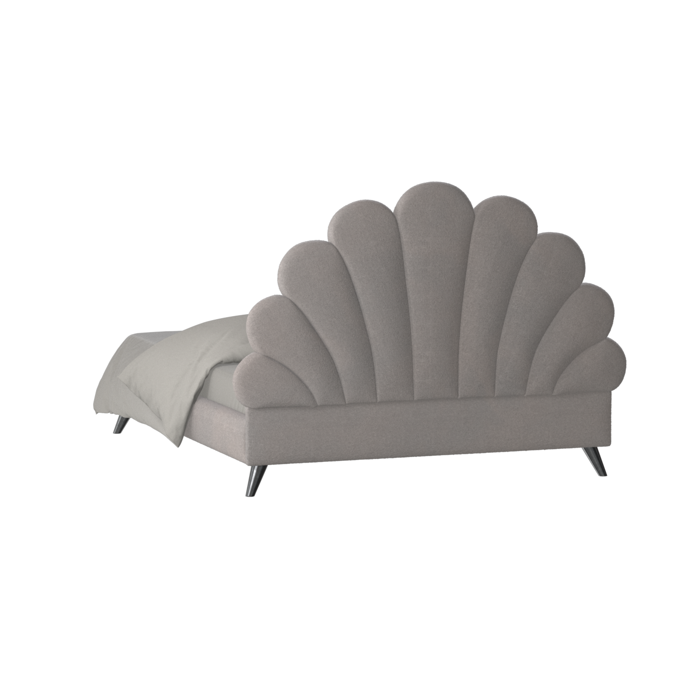 Evelina Curved Headboard Bed in Soft Upholstery
