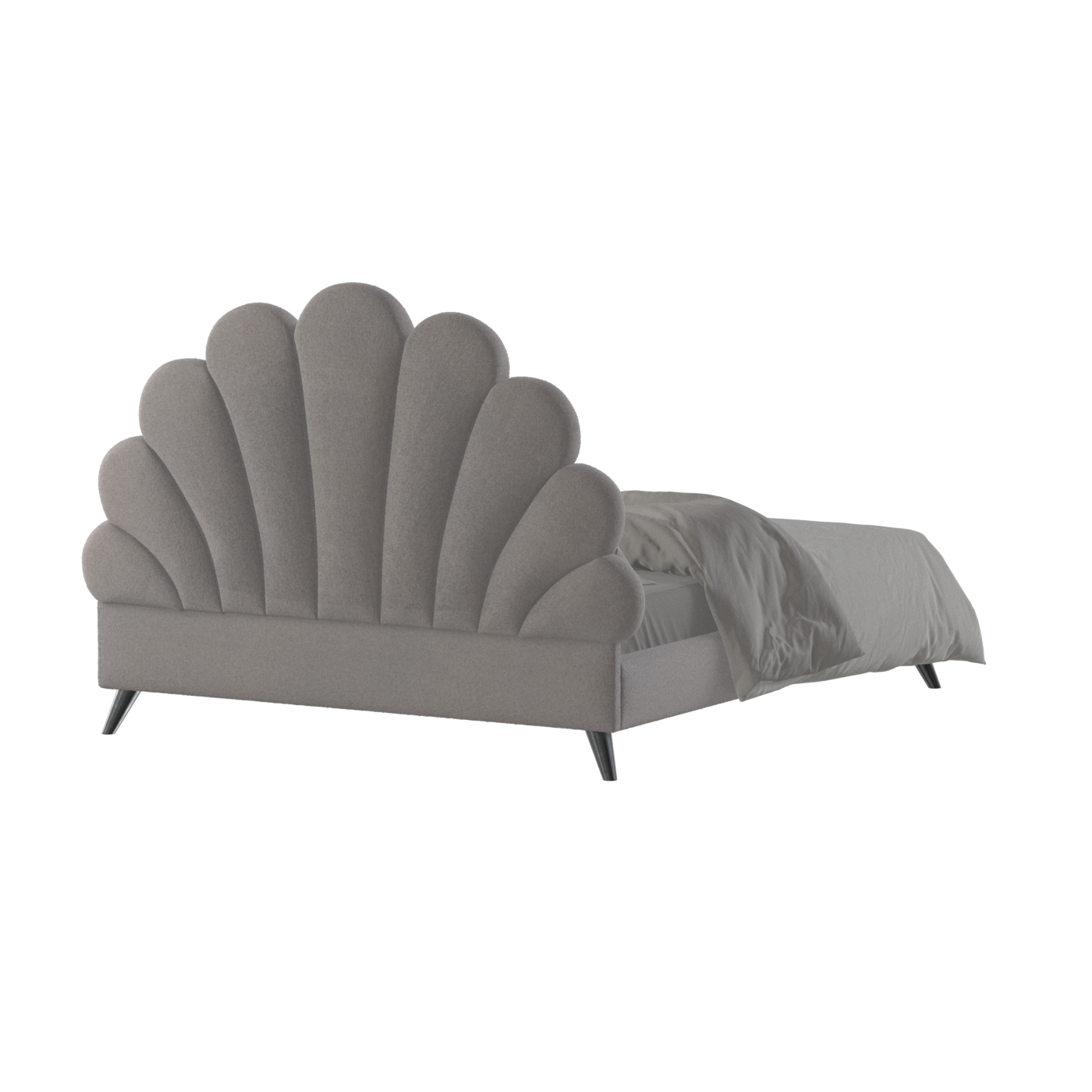 Evelina Curved Headboard Bed in Soft Upholstery
