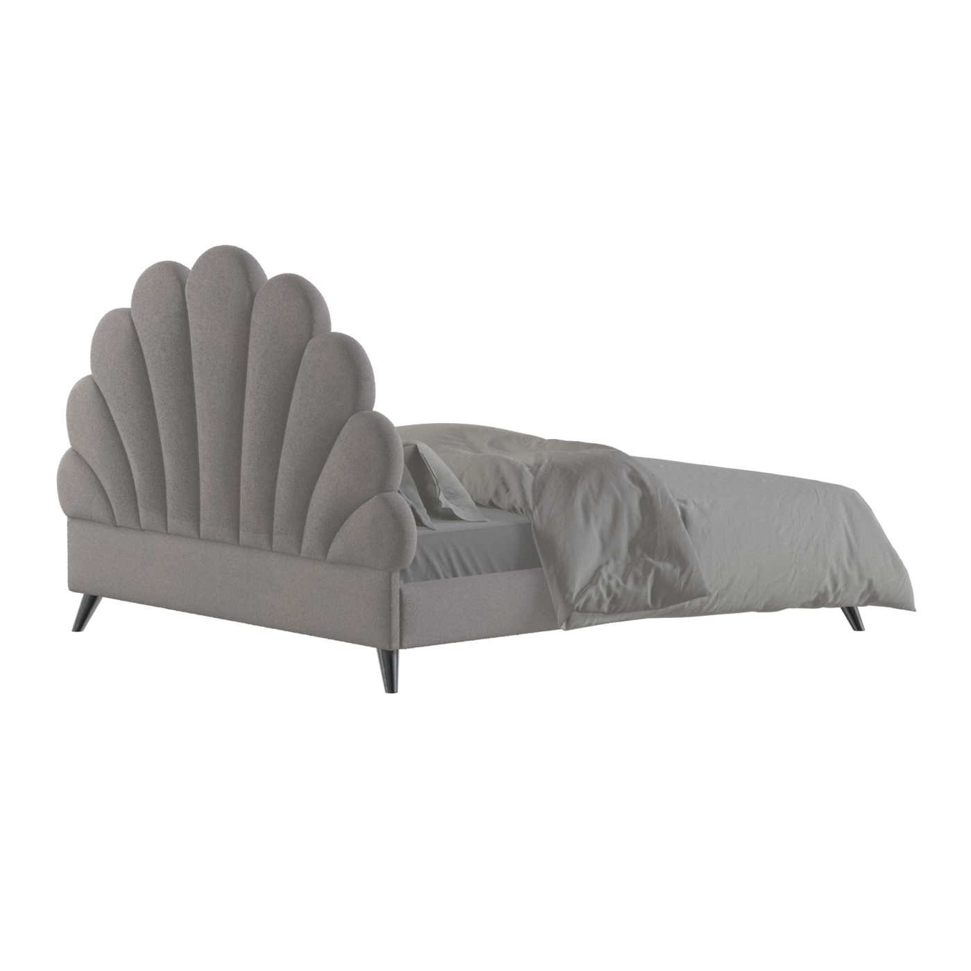 Evelina Curved Headboard Bed in Soft Upholstery