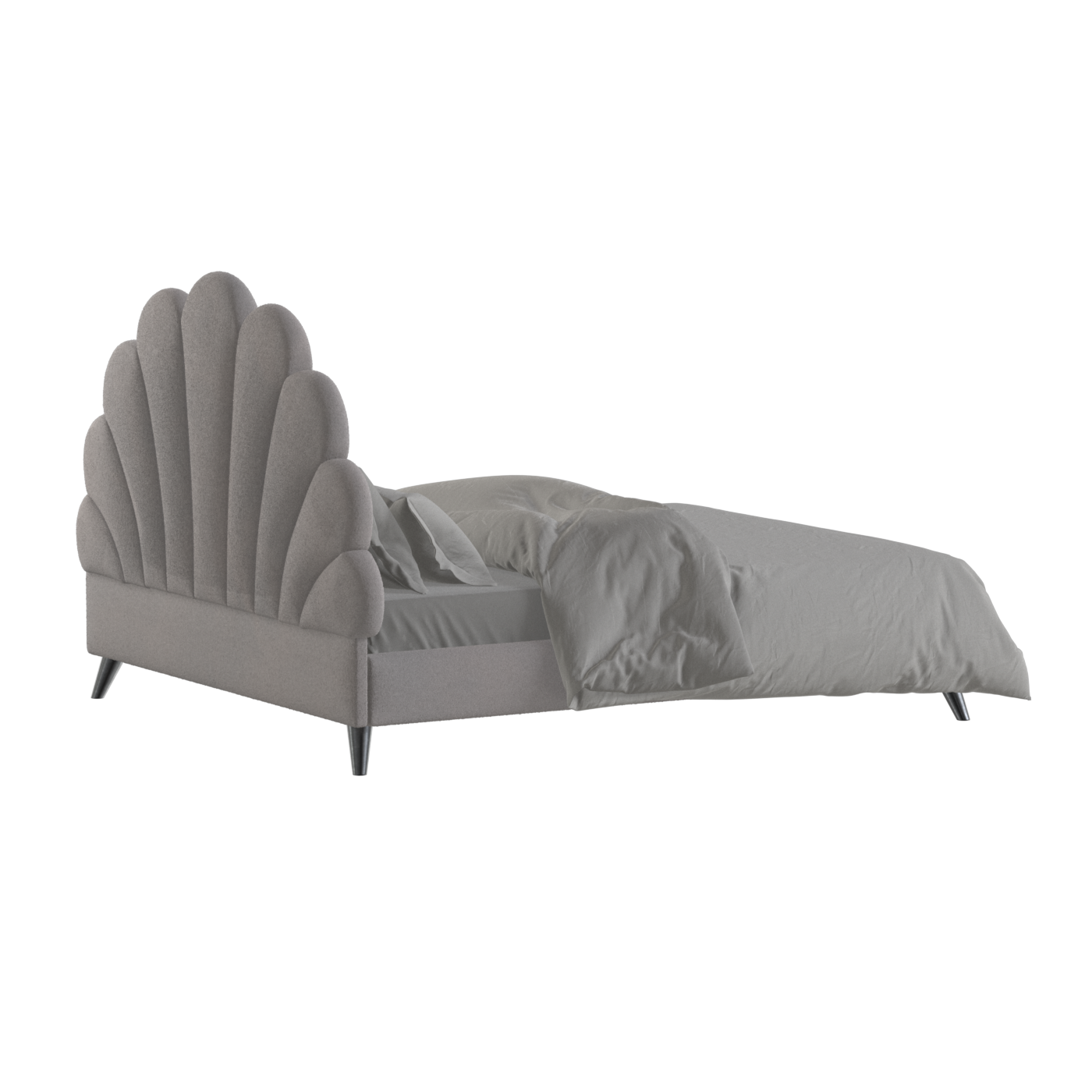 Evelina Curved Headboard Bed in Soft Upholstery