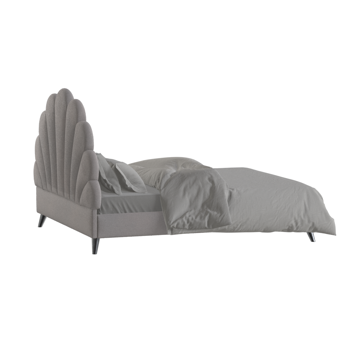 Evelina Curved Headboard Bed in Soft Upholstery