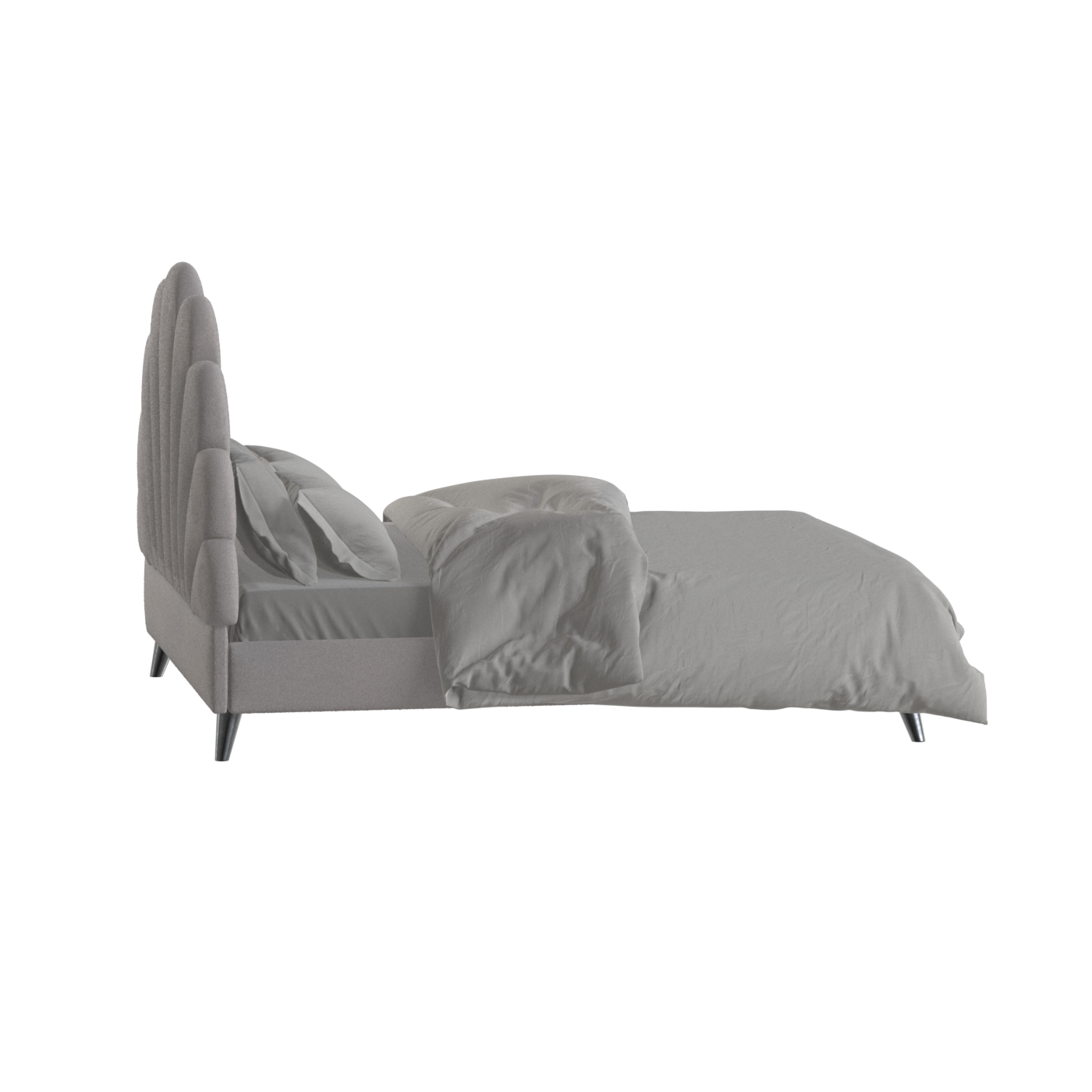 Evelina Curved Headboard Bed in Soft Upholstery