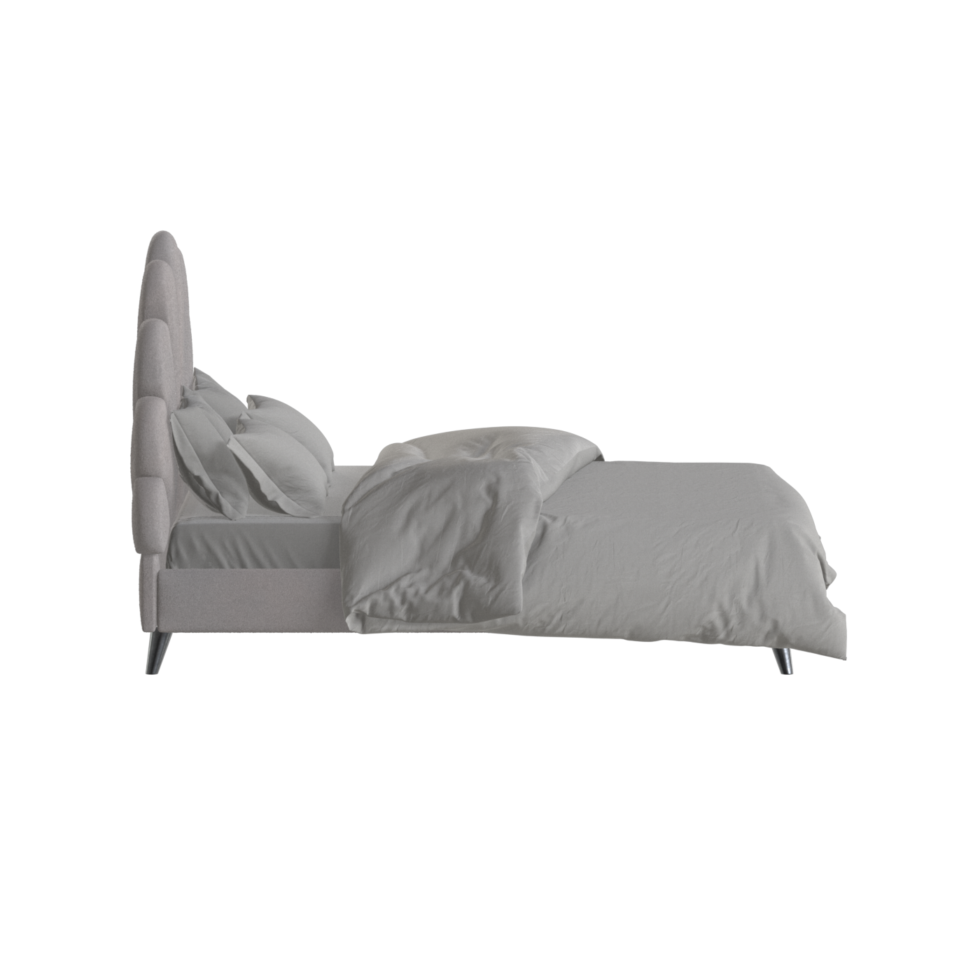 Evelina Curved Headboard Bed in Soft Upholstery