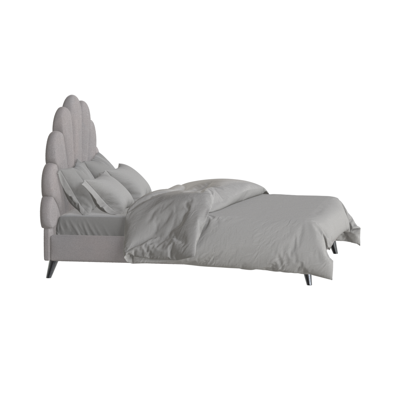 Evelina Curved Headboard Bed in Soft Upholstery