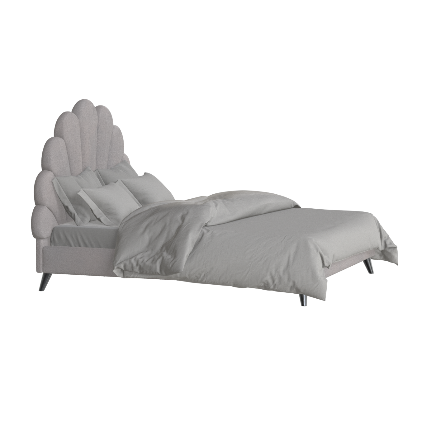 Evelina Curved Headboard Bed in Soft Upholstery