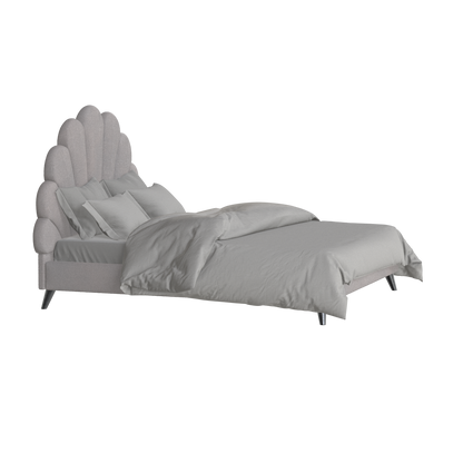 Evelina Curved Headboard Bed in Soft Upholstery