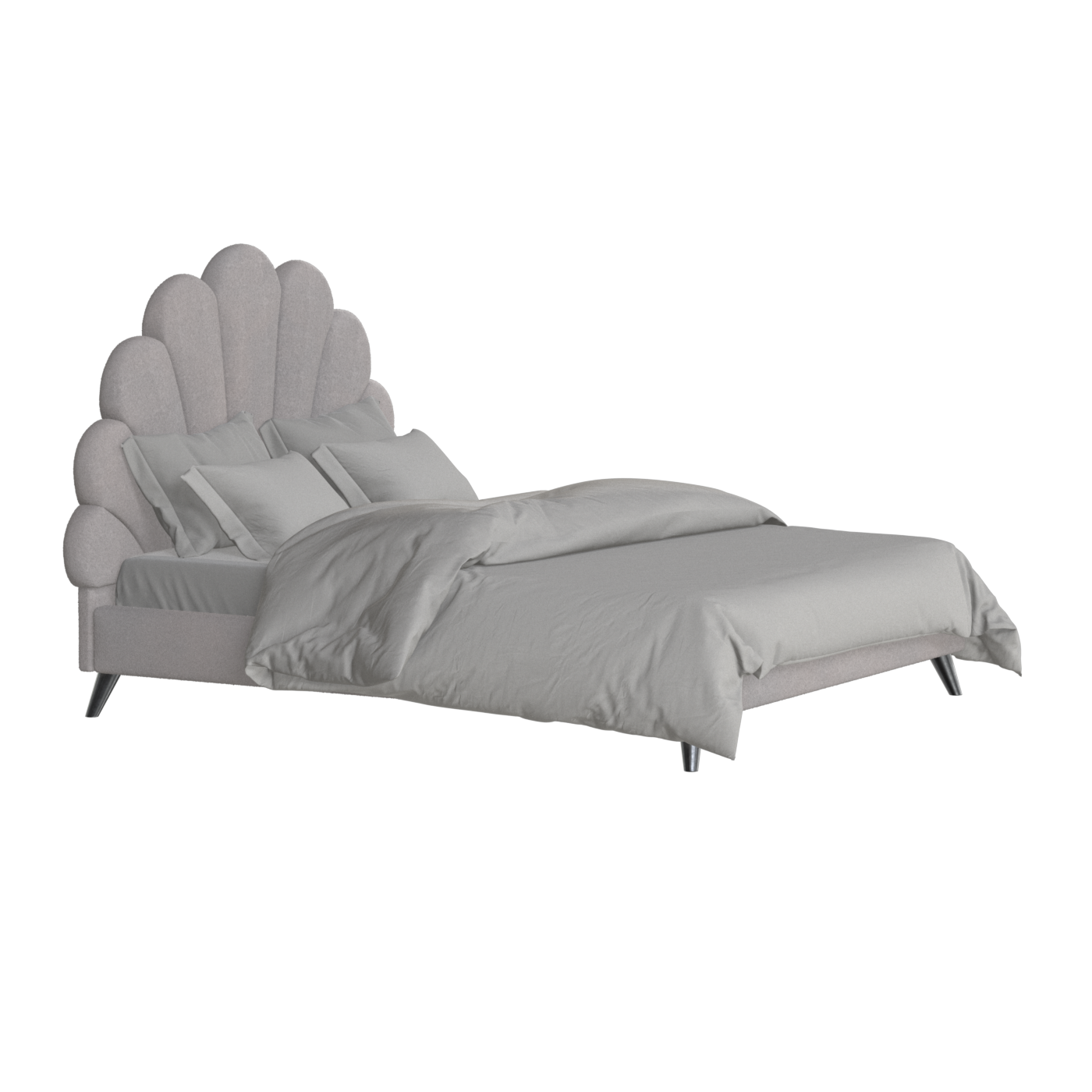 Evelina Curved Headboard Bed in Soft Upholstery