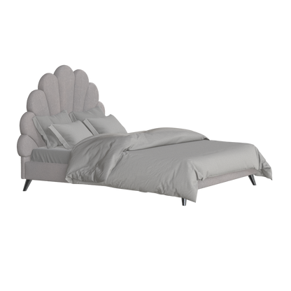 Evelina Curved Headboard Bed in Soft Upholstery