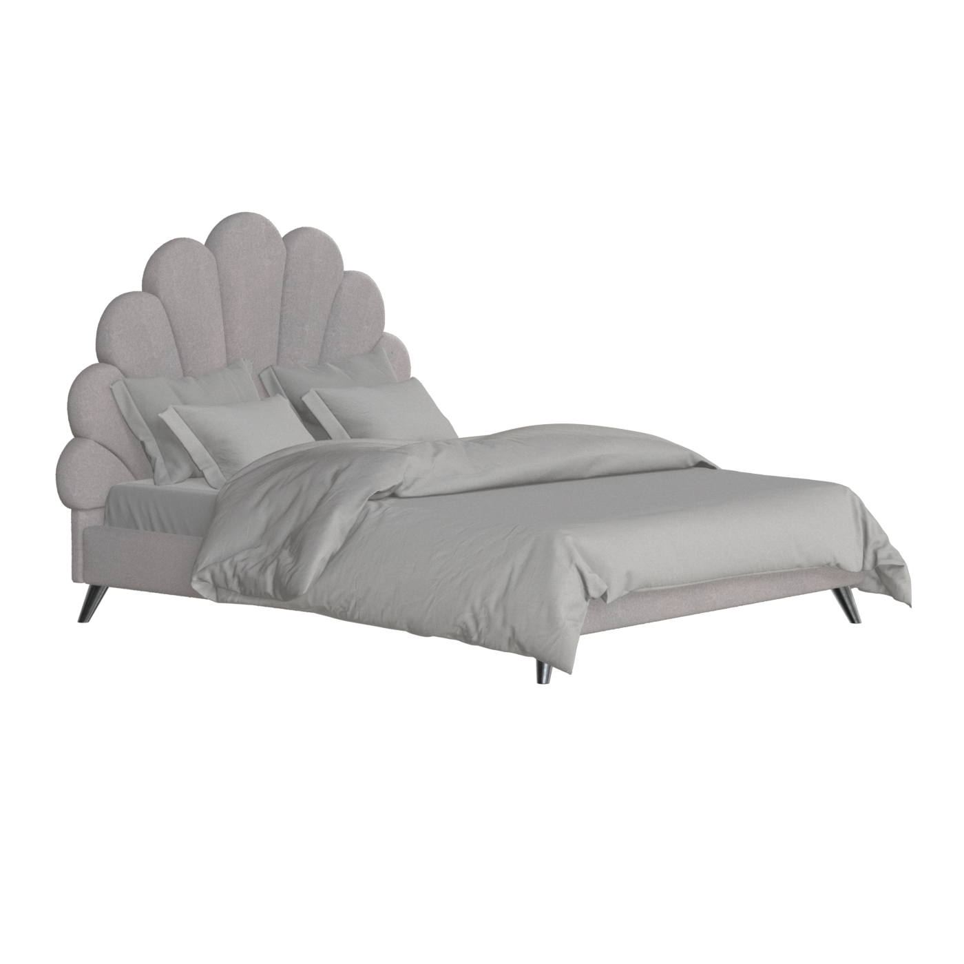 Evelina Curved Headboard Bed in Soft Upholstery