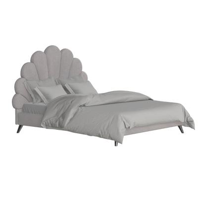 Evelina Curved Headboard Bed in Soft Upholstery