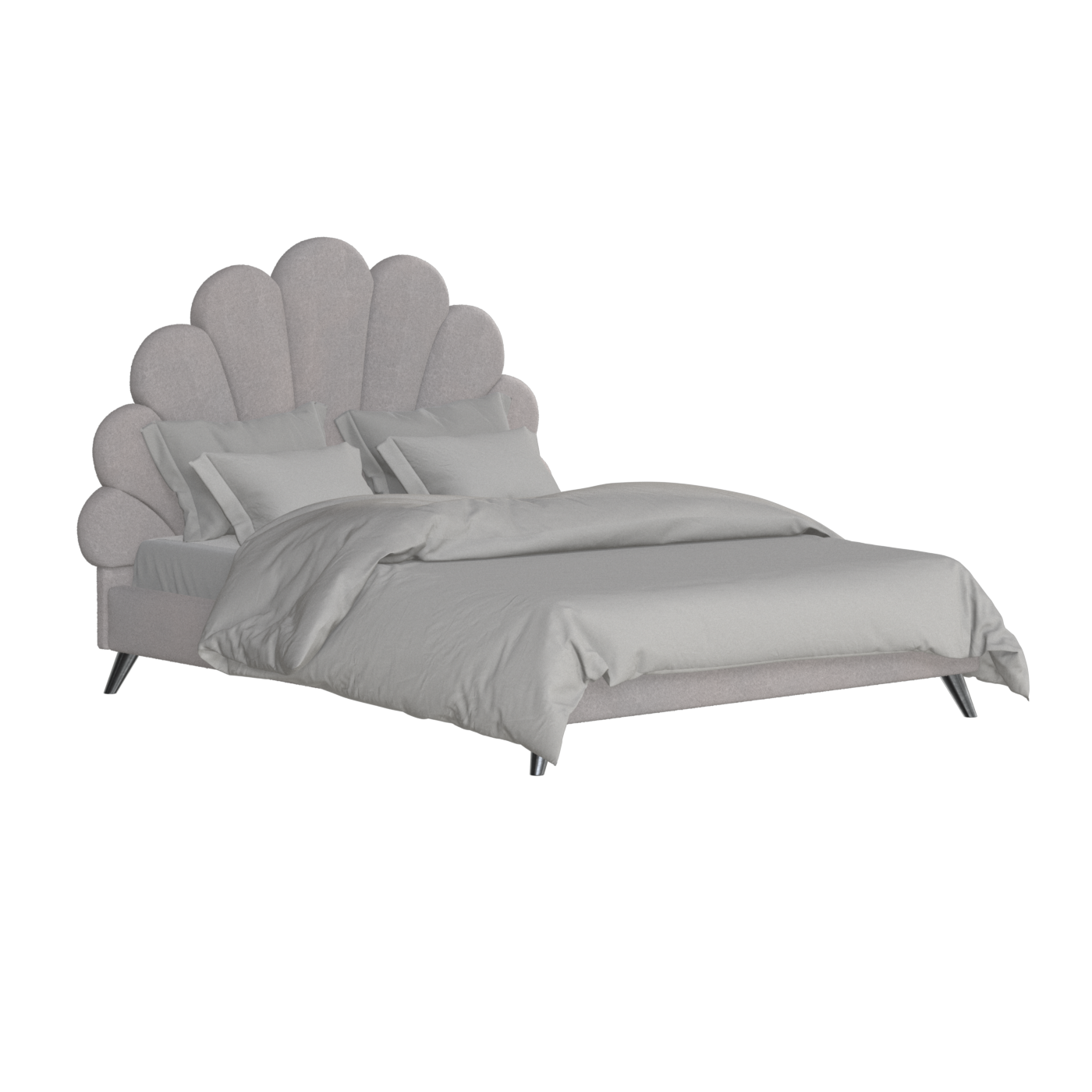Evelina Curved Headboard Bed in Soft Upholstery