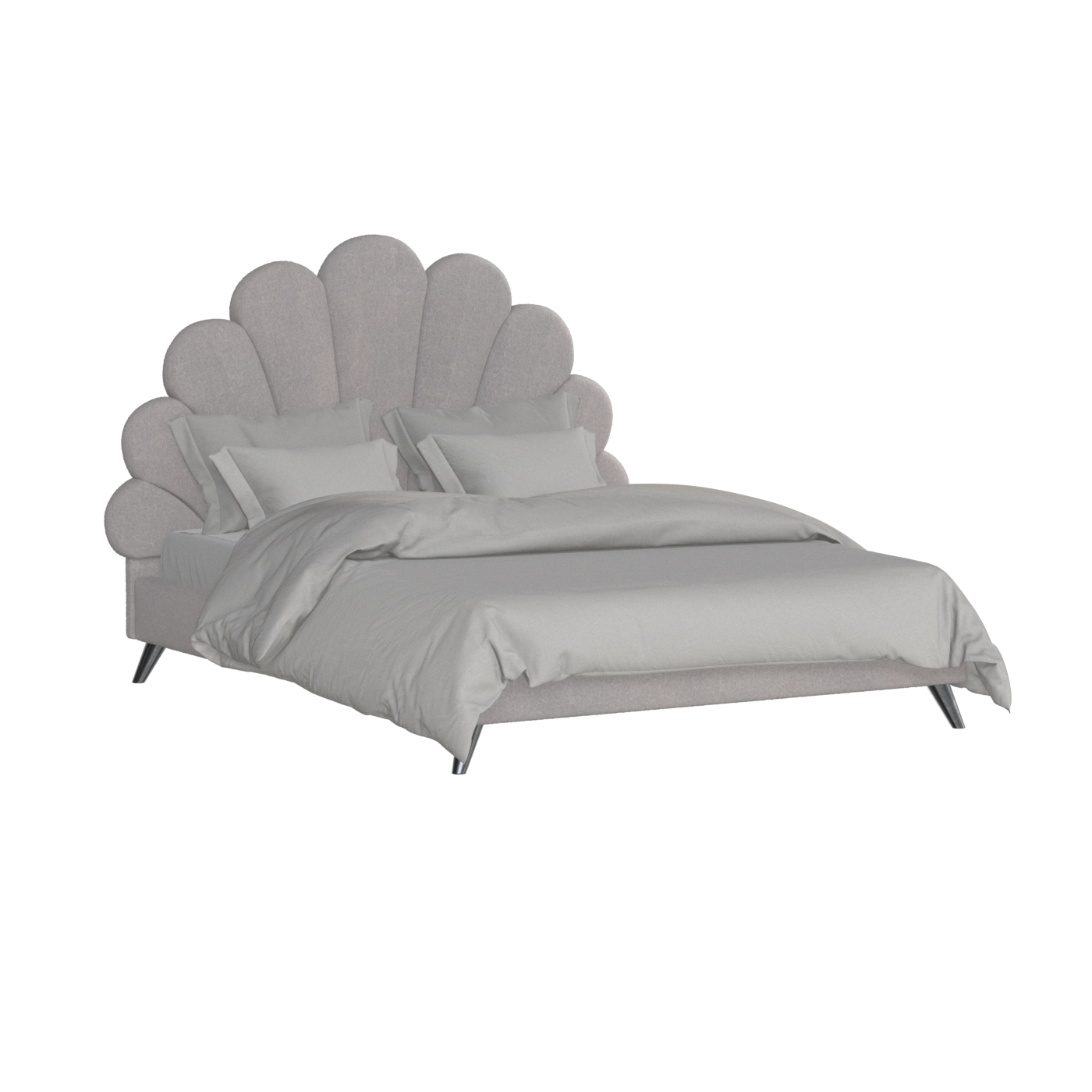 Evelina Curved Headboard Bed in Soft Upholstery