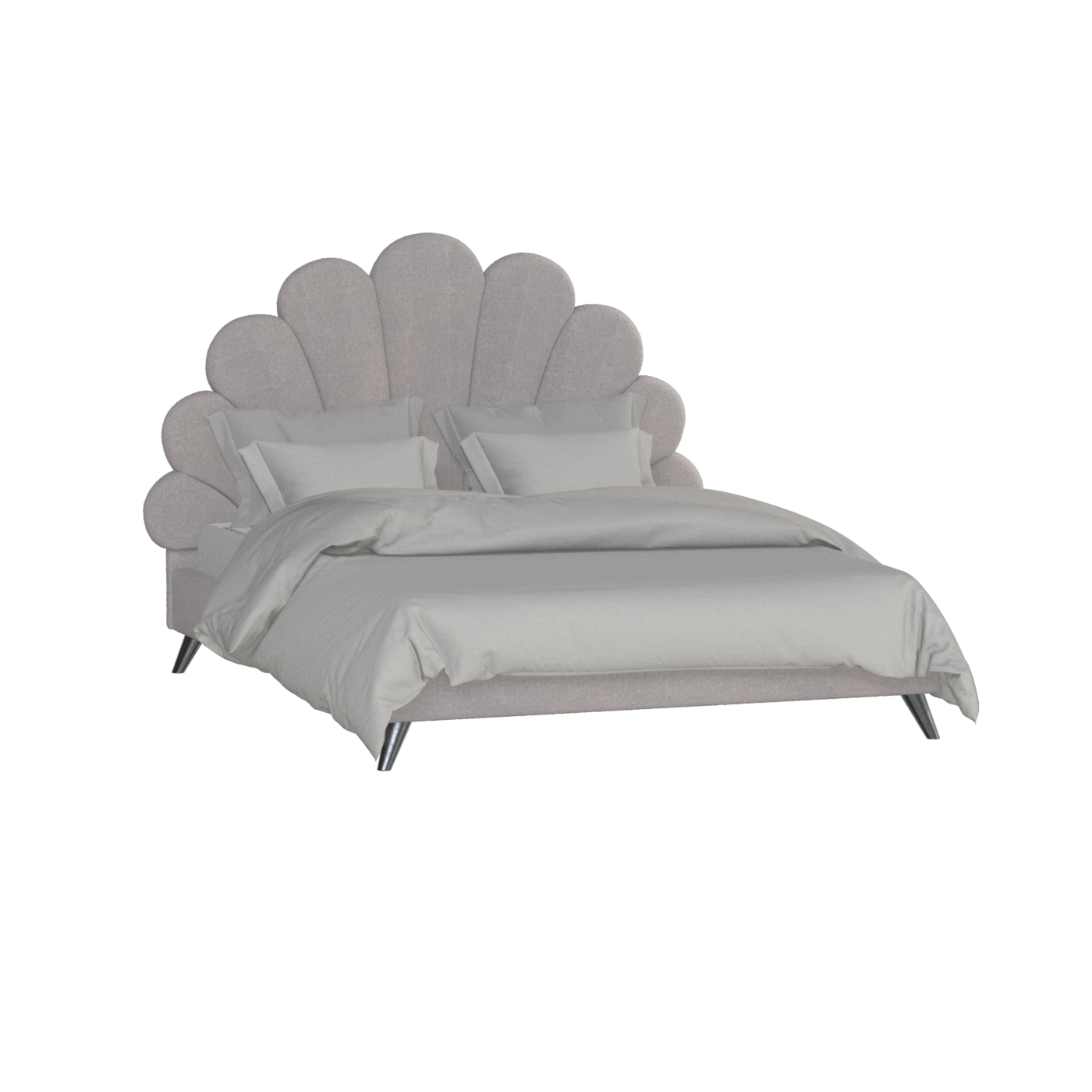 Evelina Curved Headboard Bed in Soft Upholstery
