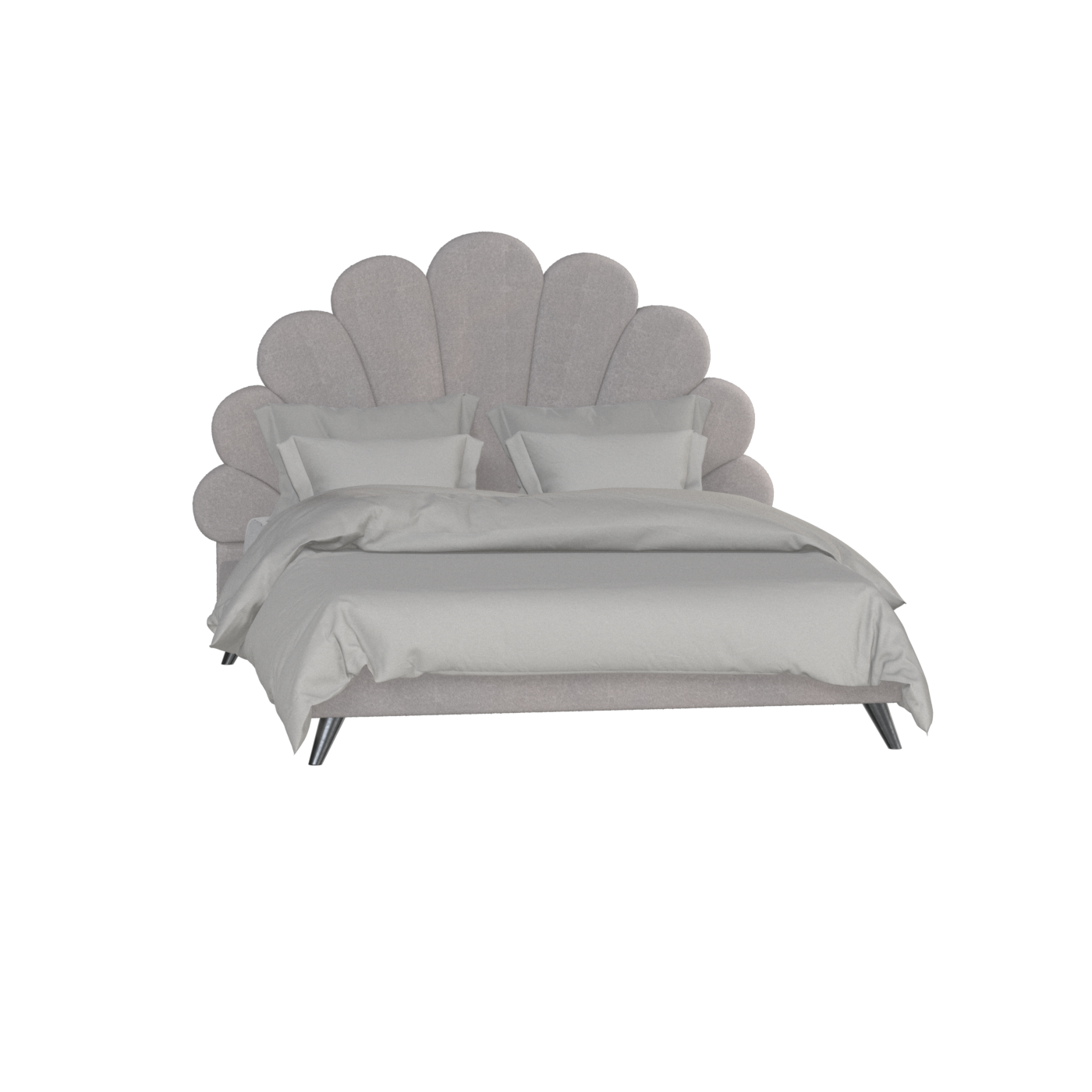 Evelina Curved Headboard Bed in Soft Upholstery