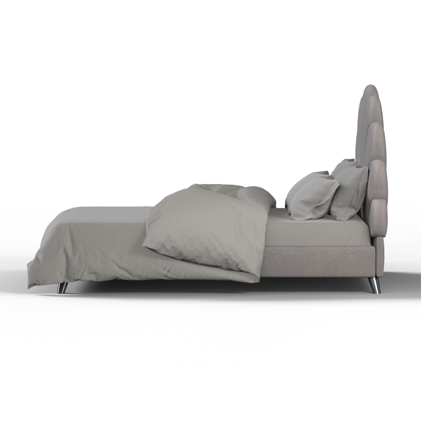 Evelina Curved Headboard Bed in Soft Upholstery
