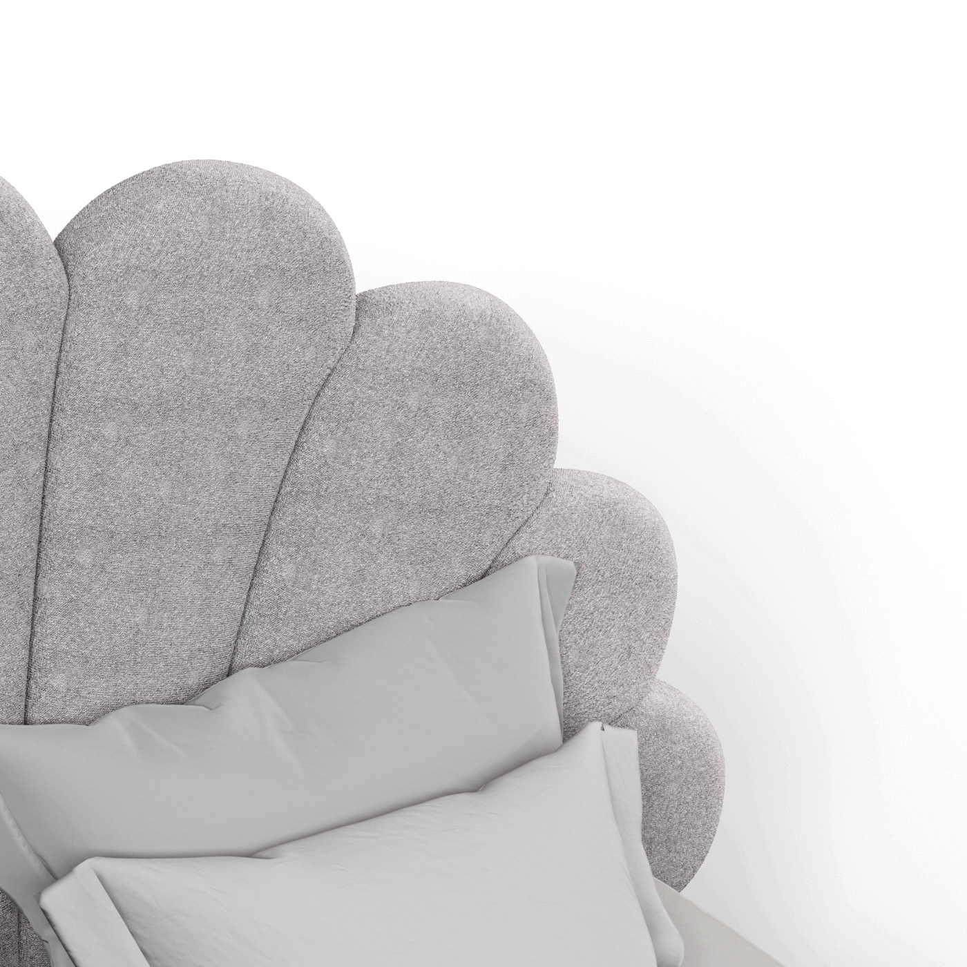 Evelina Curved Headboard Bed in Soft Upholstery