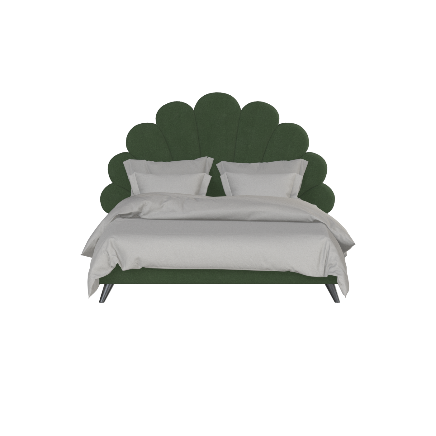 Evelina Curved Headboard Bed in Soft Upholstery