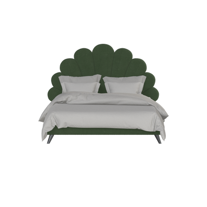 Evelina Curved Headboard Bed in Soft Upholstery