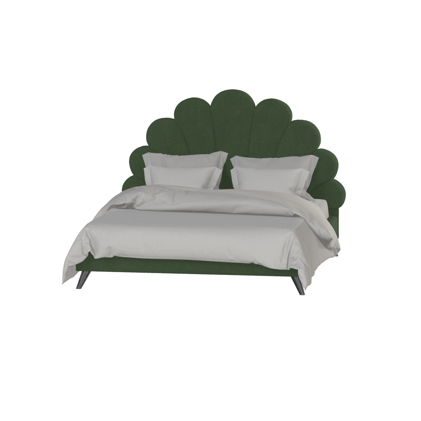 Evelina Curved Headboard Bed in Soft Upholstery