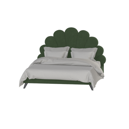 Evelina Curved Headboard Bed in Soft Upholstery