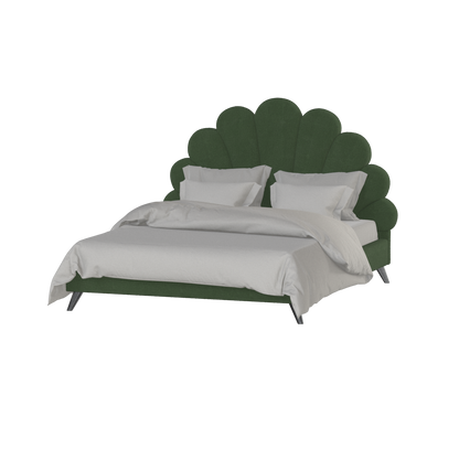 Evelina Curved Headboard Bed in Soft Upholstery