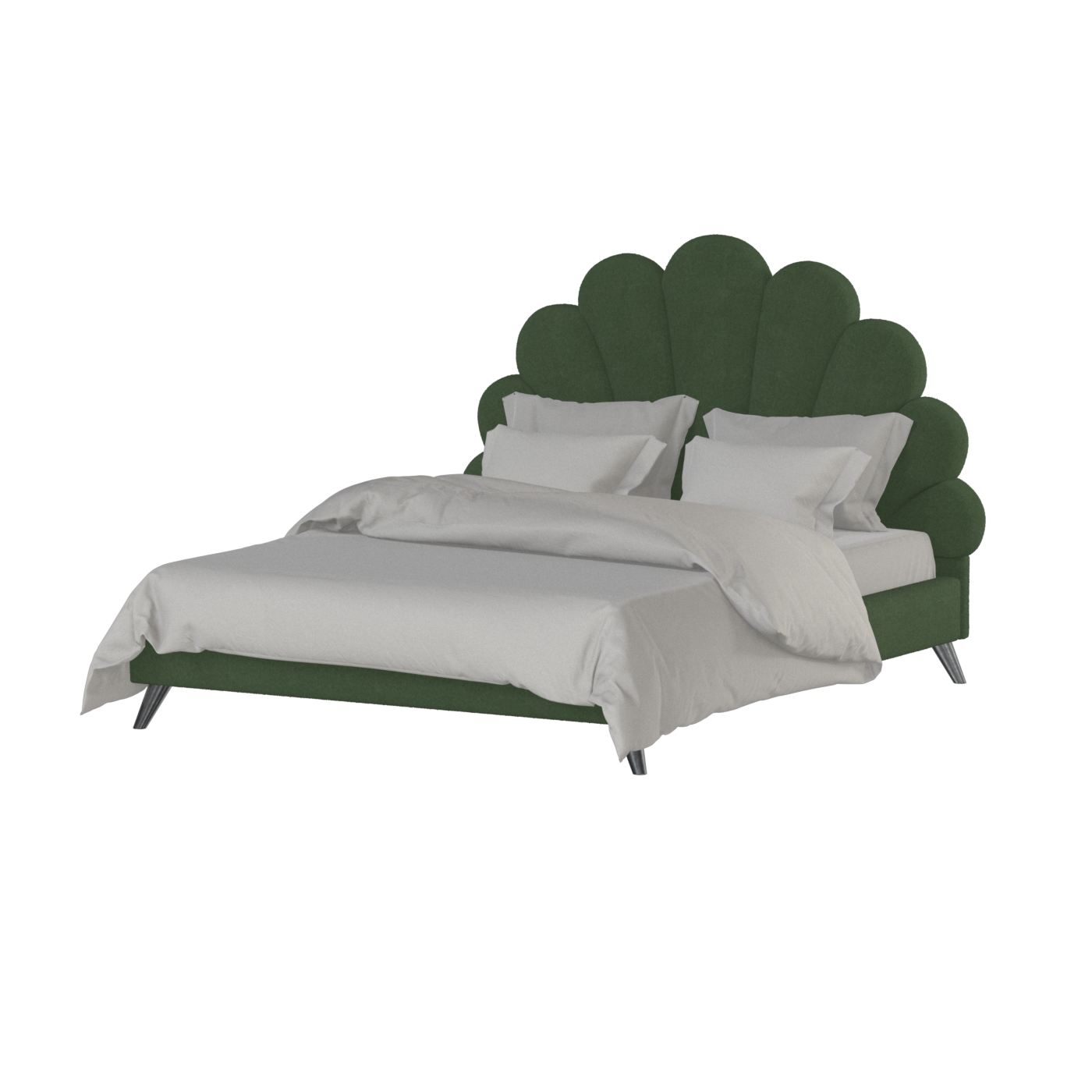 Evelina Curved Headboard Bed in Soft Upholstery