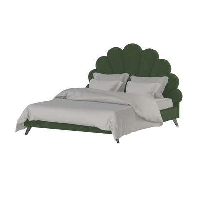 Evelina Curved Headboard Bed in Soft Upholstery